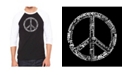LA Pop Art Peace in 77 Languages Men's Raglan Word Art T-shirt